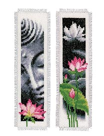 Stickset Lesezeichen 2Stk Buddha und Lotus